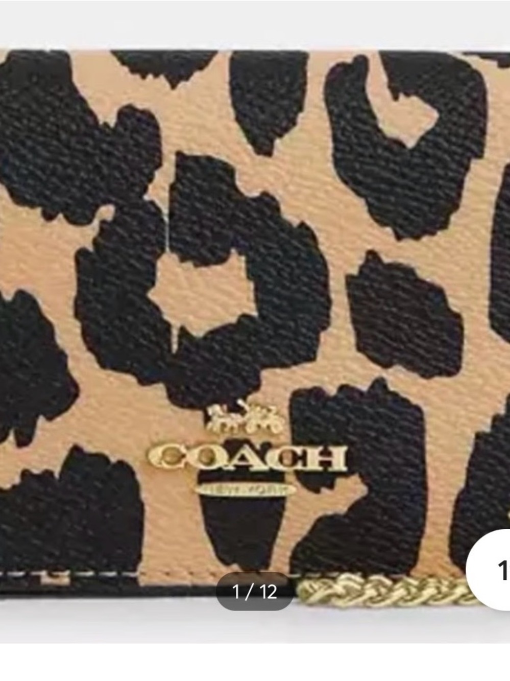🆕 Authentic Coach Leopard Print Card & Key Holder - Black & Cream - Picture 6 of 11